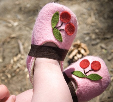 Cherry cupcake wool shoes available size 0-24 months