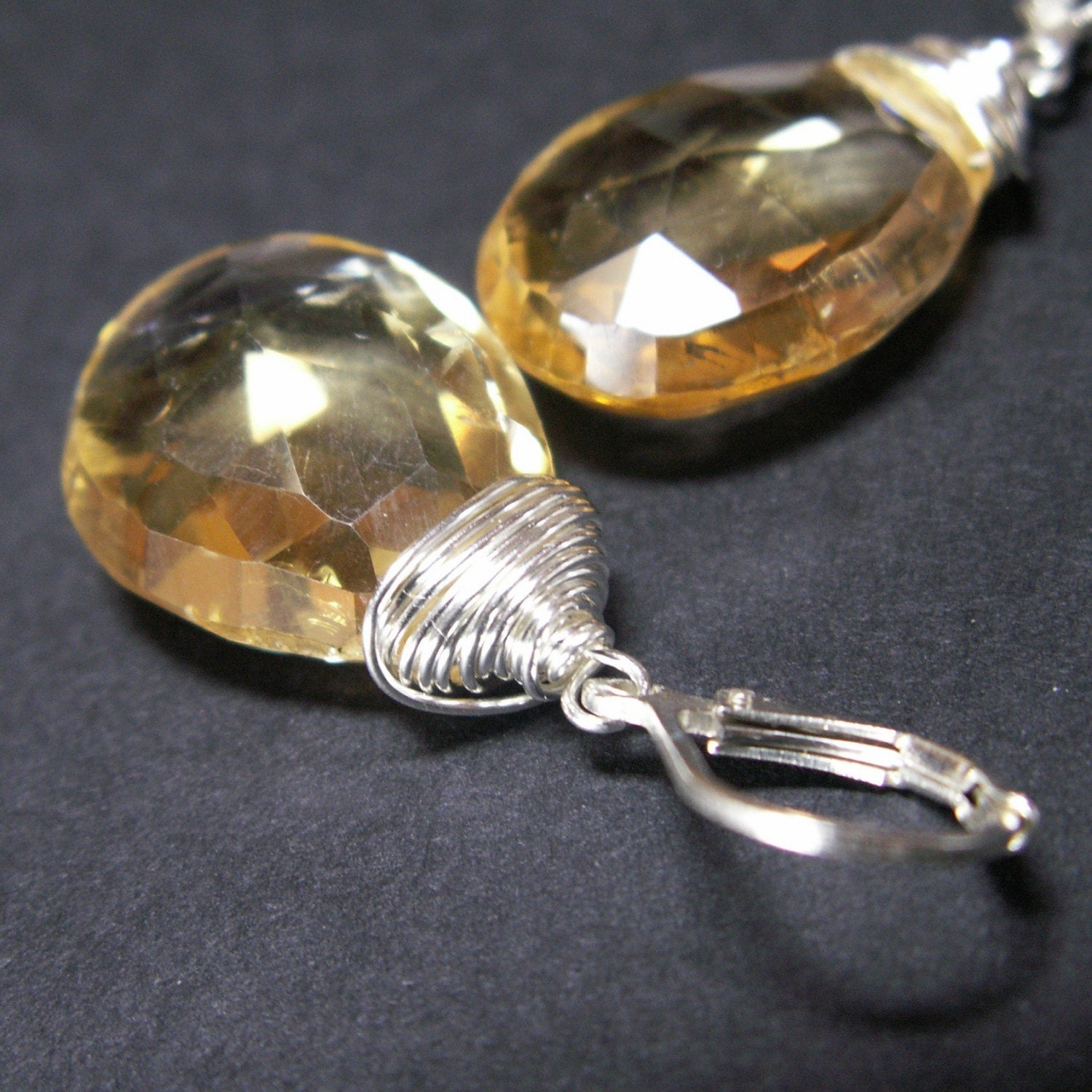 handcrafted jewelry earrings sterling silver citrine large briolettes