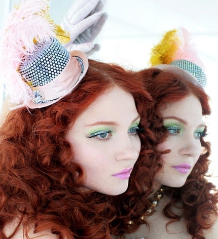 Custom - Mini Rhinestone Top Hat - Fascinator - Burlesque - As Seen in BG Magazine Candy Issue
