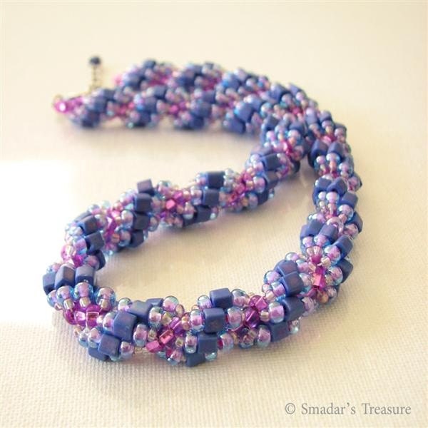Purple, Cobalt and Fuchsia Spiral Necklace