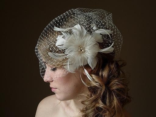 Handmade Weddings on Etsy Ivory Full Side Blusher Birdcage Veil with 