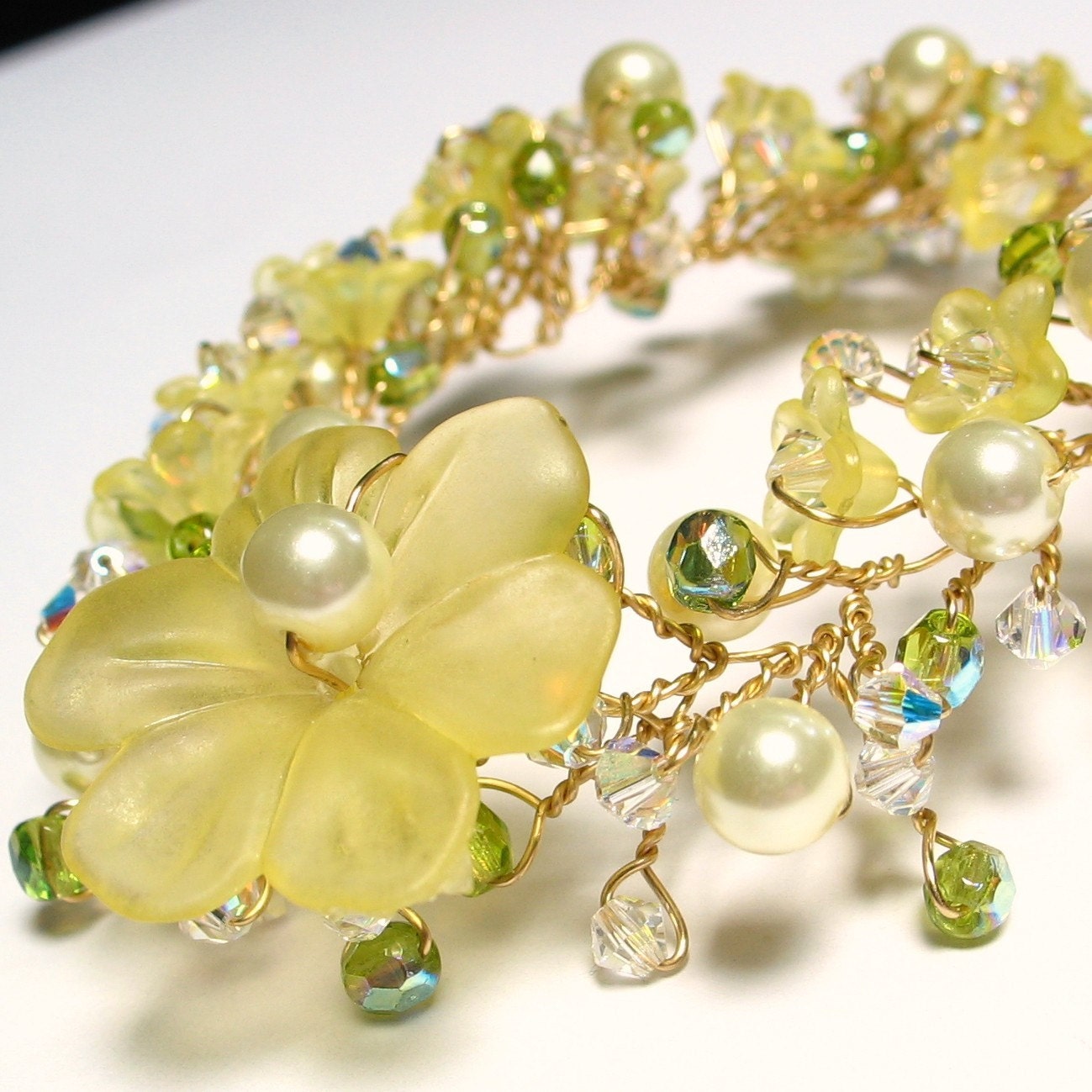 Mellow Yellow Acrylic Flower Wired Necklace
