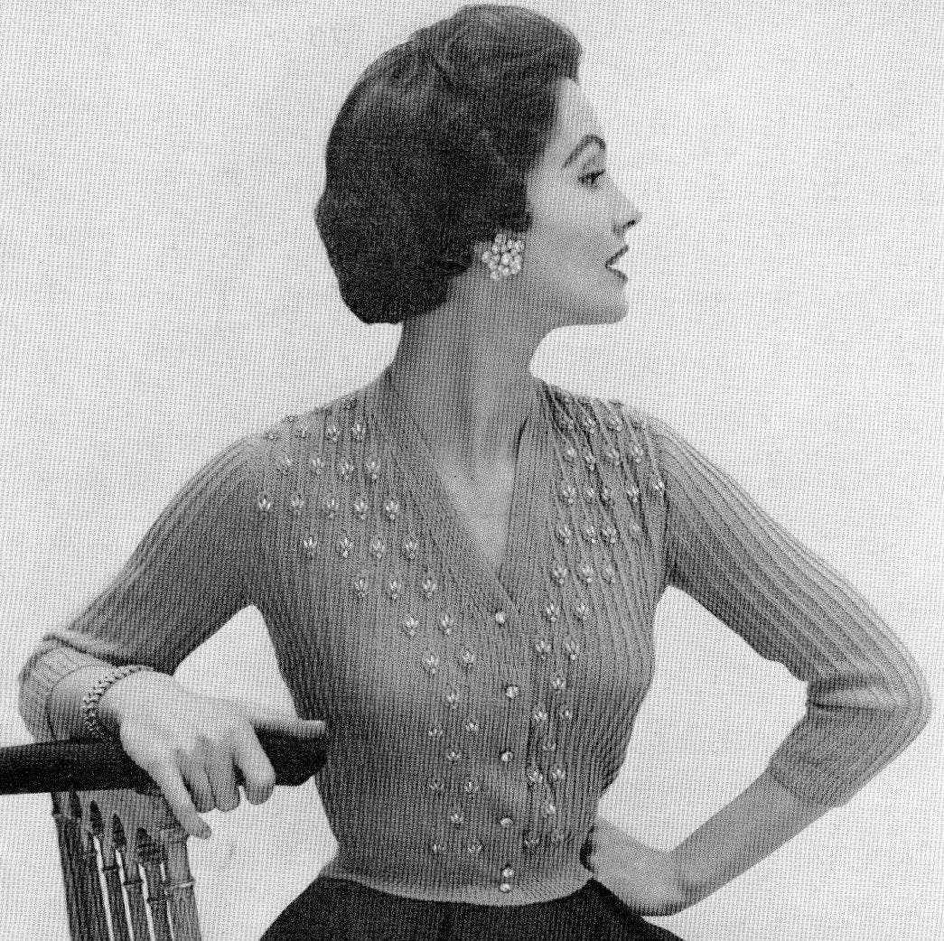 1950s Lady's Beaded Cardigan PDF Vintage Knitting Pattern 83