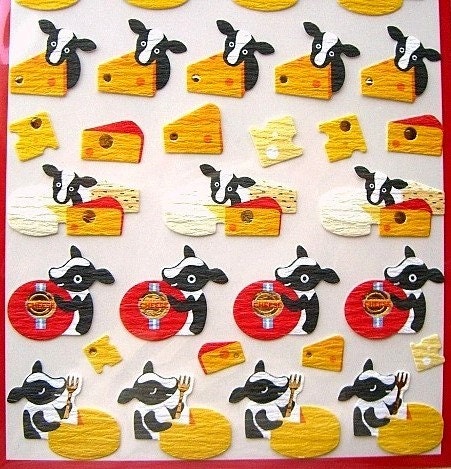 Cute Japanese Washi Paper Stickers - Cute Cows And Cheese (S314)