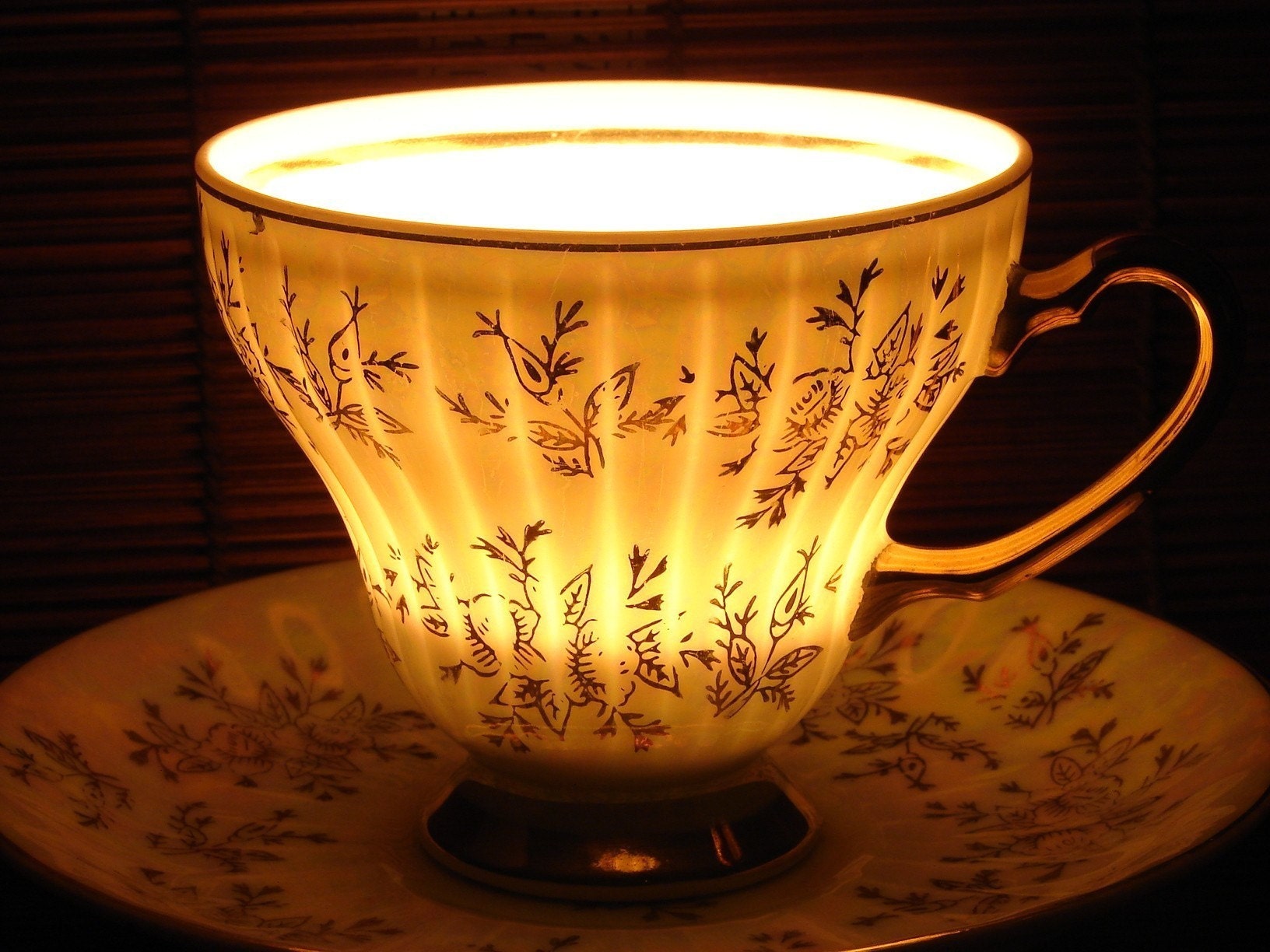 Golden Glamour tea cup Soy wax candle by TwilightSpells choose your favourite fragrance