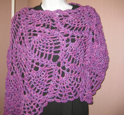 Pineapple Lace Crocheted Shawl, Perplexed, bamboo and silk