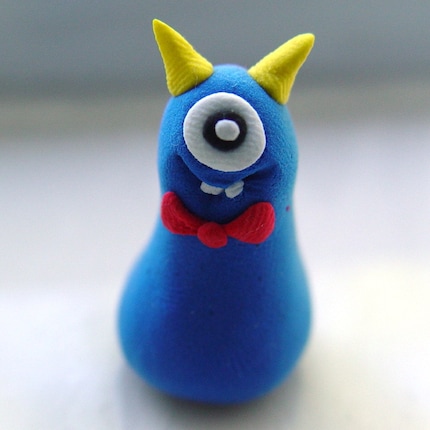 Puffy - smart little cyclops monster clay sculpture
