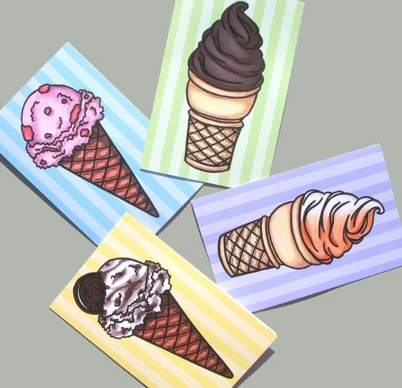Cool Treats Ice Cream Note Cards - Set of 8