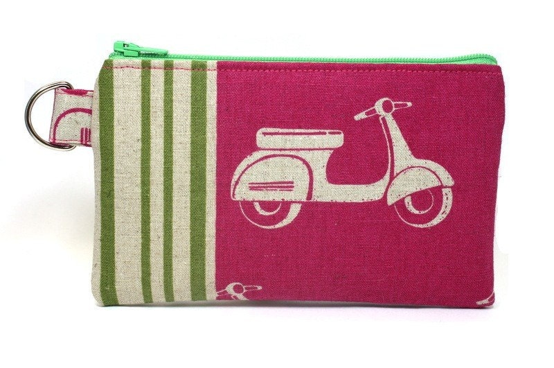 Scooter on Pink Zipper Pouch
