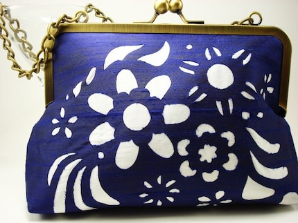 Royal Purple and Ivory Silk Purse - Pocket Full of Posies