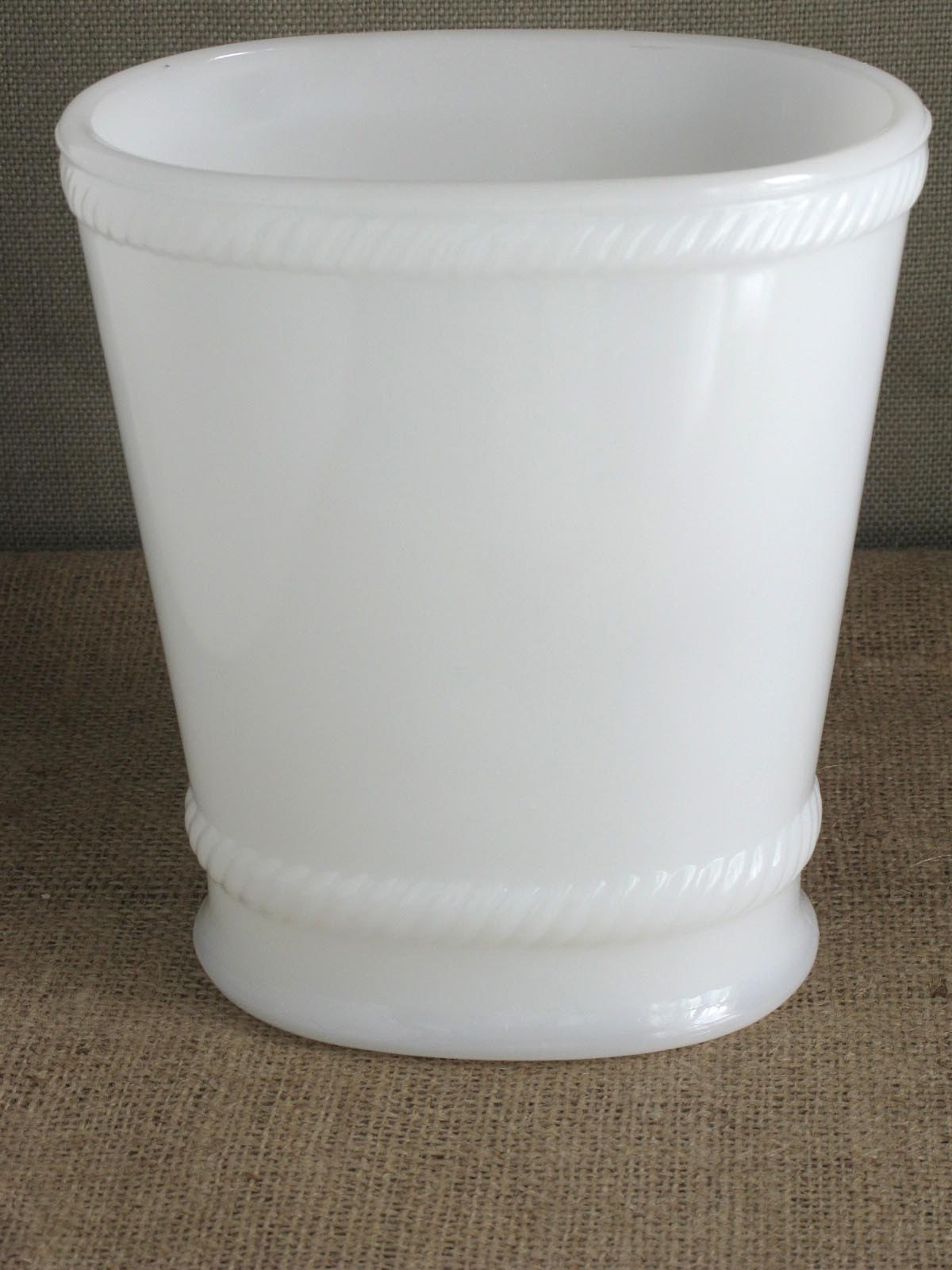 Vase - Milk Glass Oval with Rope Detail