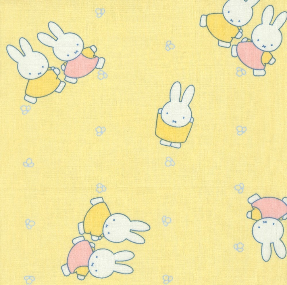Miffy with Friend on Light Yellow - Japanese Fabric Cotton Half Yard