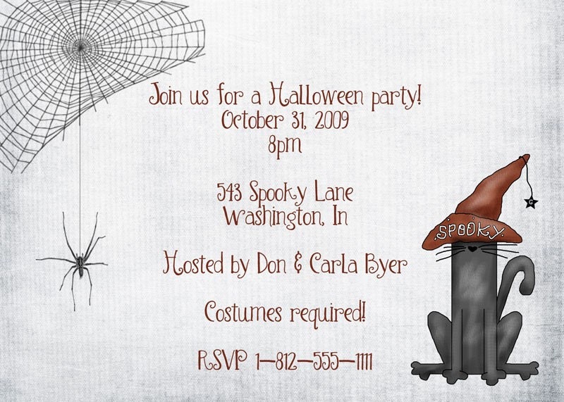 Spooky Cats and Cobwebs Halloween Invitation