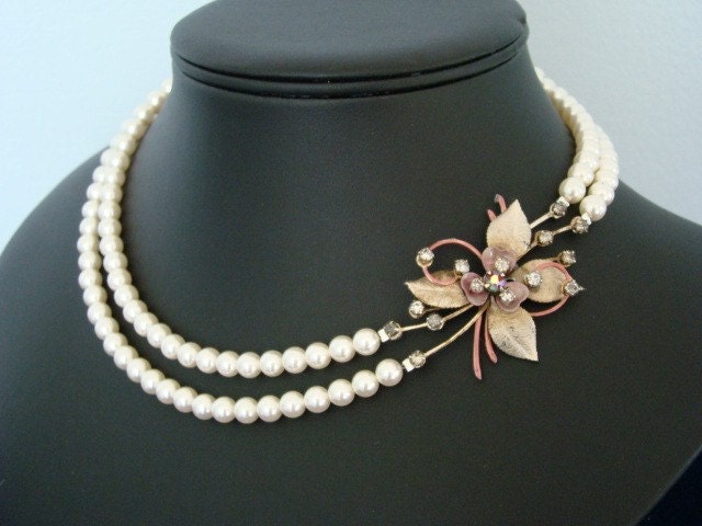 The Pinot Noir - Pearl Bridal Necklace