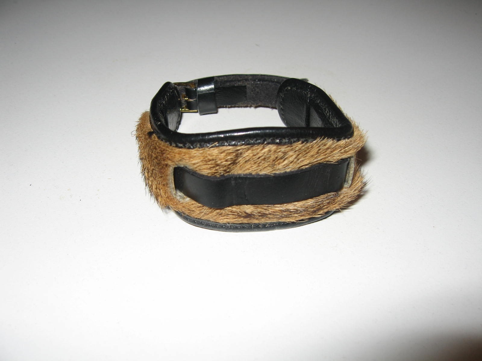 70's Fur Leather African Watch Band Black and Browns Womans