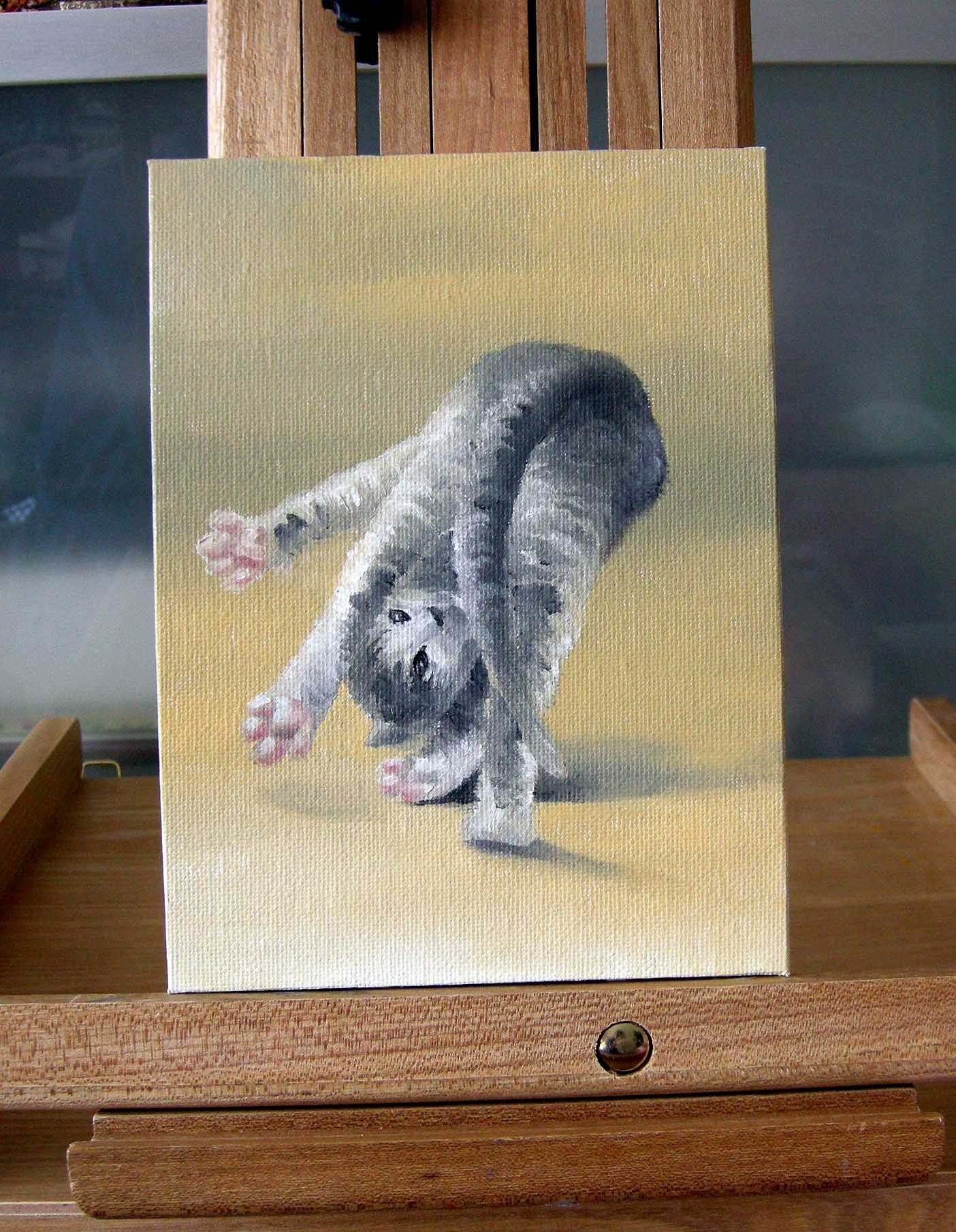 playing kitty Original ACEO oil painting