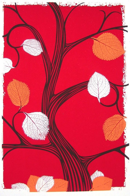 Hand screenprinted, 3-color love letter to fall. Click for more details or to purchase.