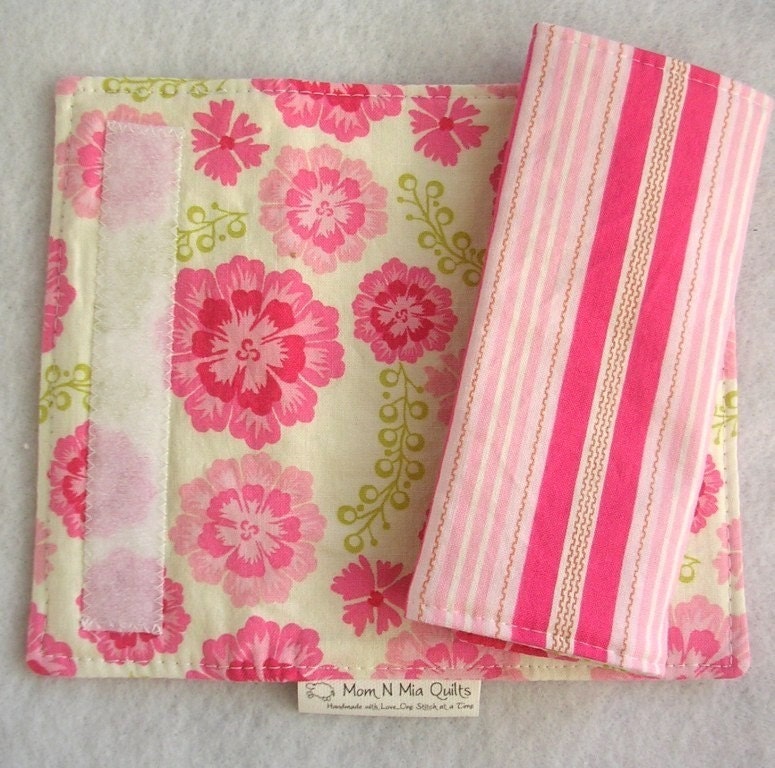 Reversible Car Seat Strap Covers - Sweet Pink Floral and Stripe