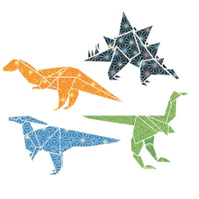 Origami dinosaur set patterned