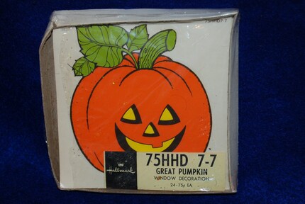 1980s Hallmark Halloween Great Pumpkin Window Decoration Stickers