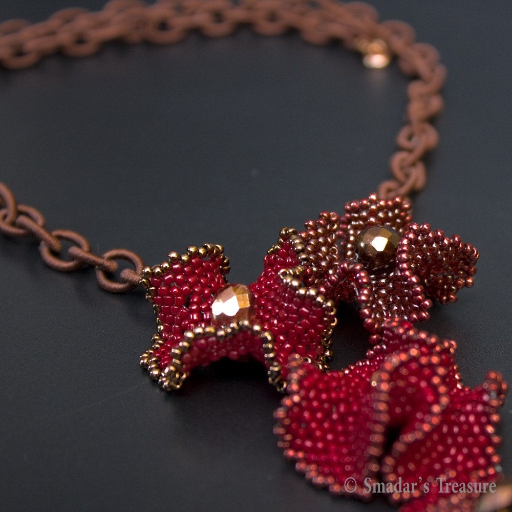 BAO Item of the Week - Flower Necklace in Browns and Red