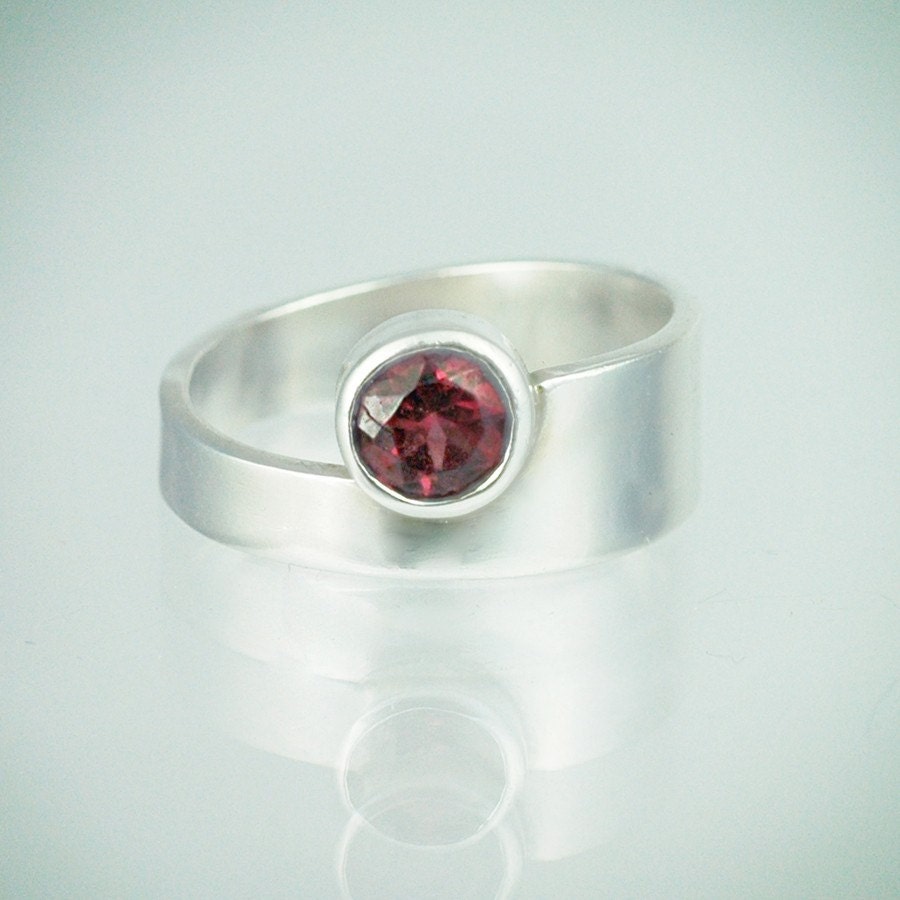 garnet and sterling silver ring