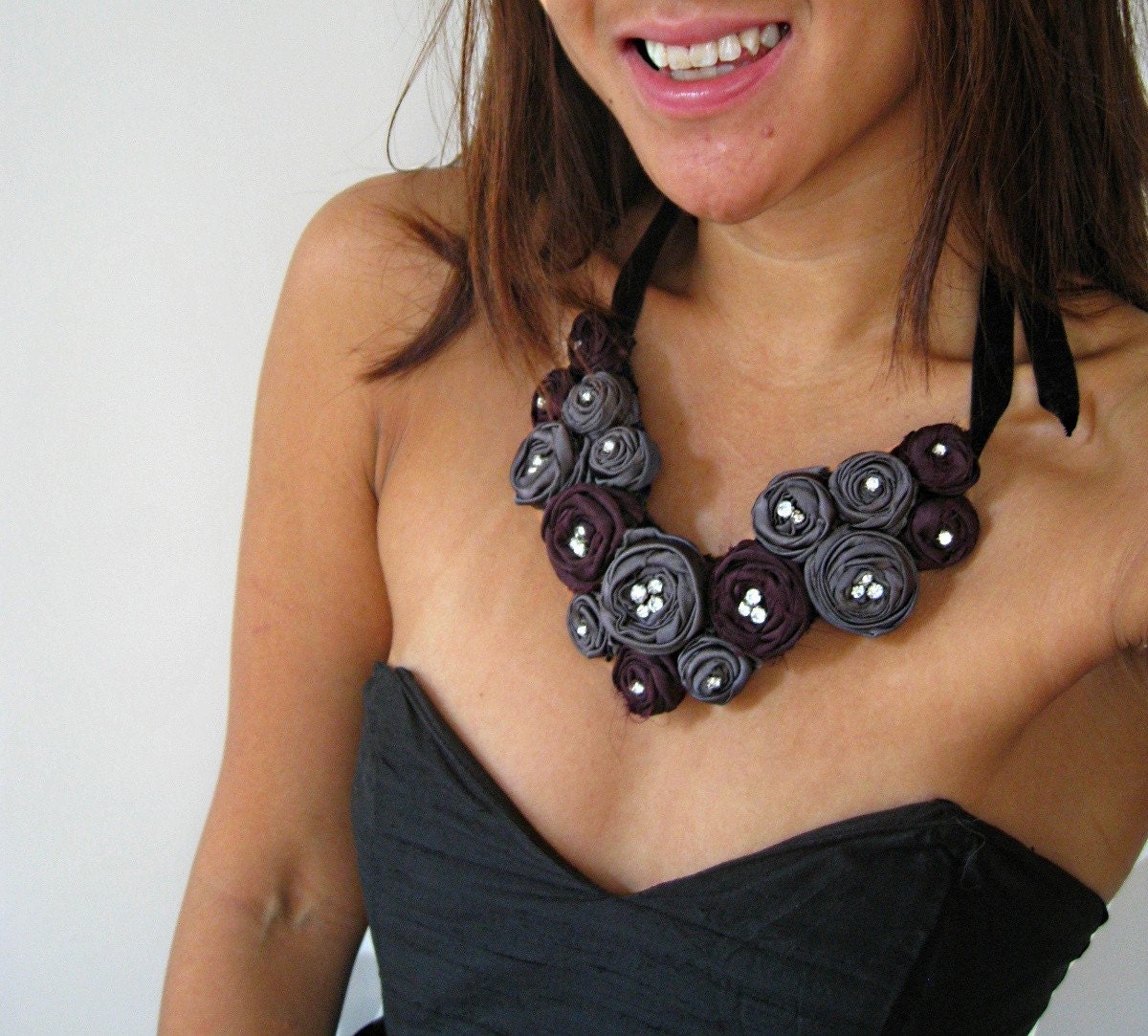 A Girls' Night Out - Statement Bib Rosette Necklace - Can be custom made to your colour preference