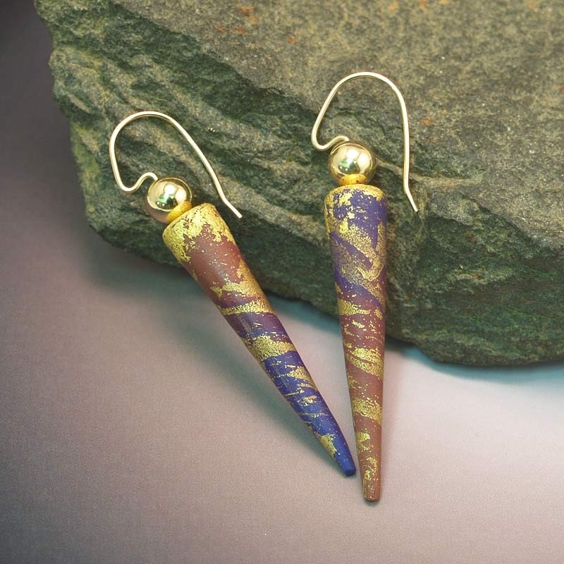 14K gold and polymer point Earrings