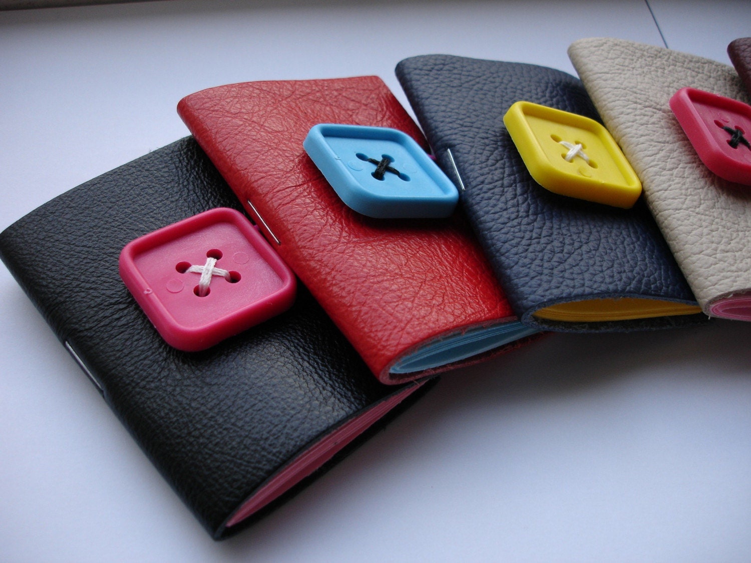 LOVE JOURNALS - Small Leather Notebook Journals with Square Buttons - 7 Colours Available - Gift Idea - MADE TO ORDER