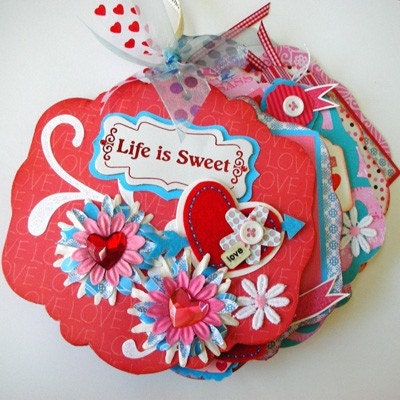 Life is Sweet Hearts and Flowers Mini Scrapbook Album