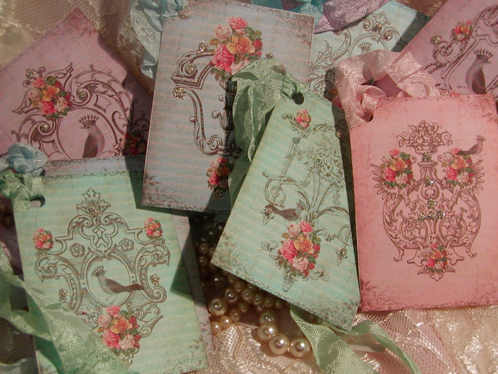 Treasury Item - French Inspired Gift Tags -  Bird with Royal Crown on all the cards - Easter Gift Tags - Mothers Day Gift Tags  - All Occasion - Parsian - Paris Apartment - French Market  - Set of 8