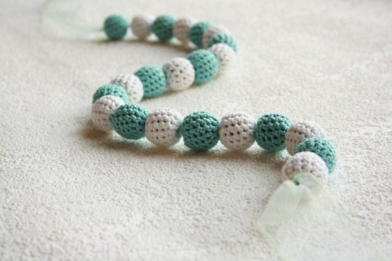 sea necklace - handmade crochet bead necklace
