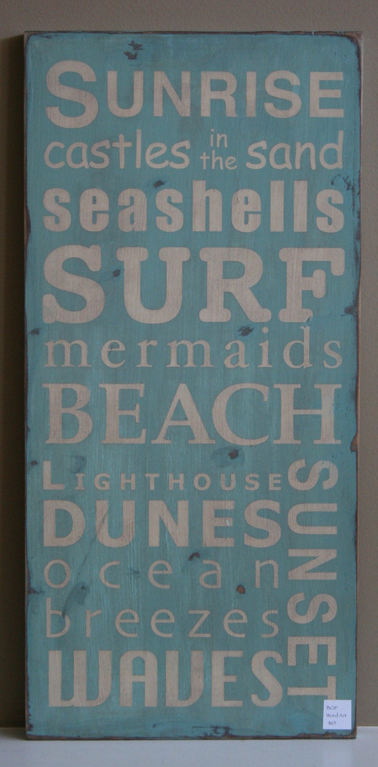 A Day at the Shore Beach Typography Word Art Sign