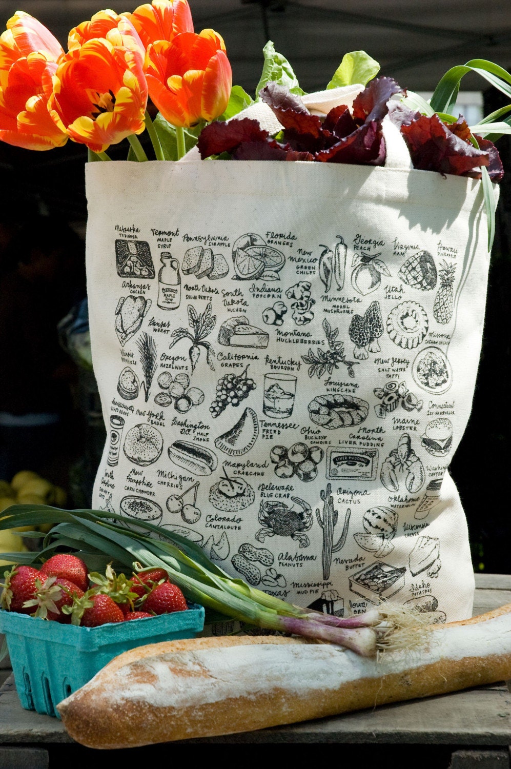 State by Food Tote Bags by MelangerieNYC
