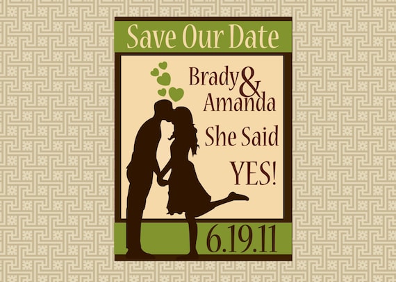 couple kissing silhouette image. Save the Date Kissing Couple