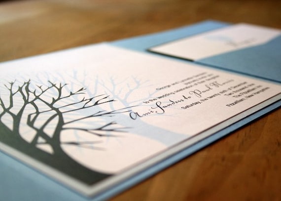 Winter Tree Pocketfold Wedding Invitation - Deposit to get started