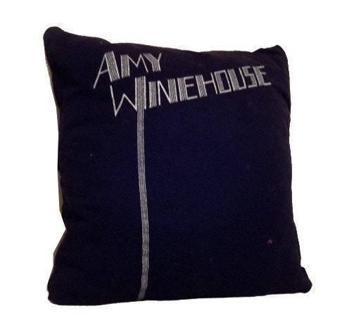 Amy Winehouse recycled t-shirt throw pillow