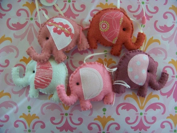 Elephants Parade, Decorative Nursery Mobile. (choose your colors)