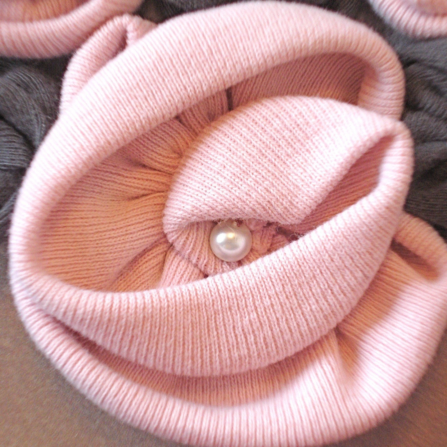Recycled T Shirt Flower Bib Necklace - Pink and Grey