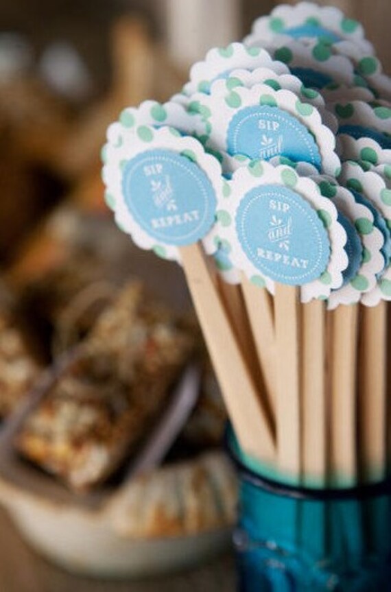 SIP and REPEAT POLKA DOT COCKTAIL STIRRERS