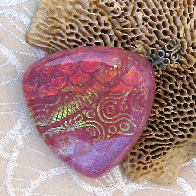 Electric Pink Fused Dichroic Glass Pendant