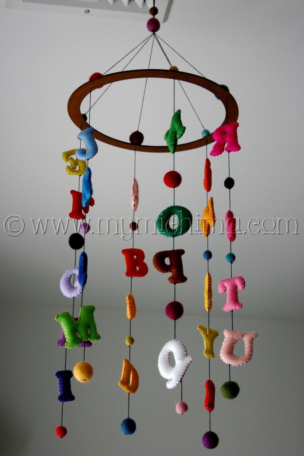 Now I Know My ABCs - Decorative Hanging Mobile - Stuffed Felt Alphabet Letters
