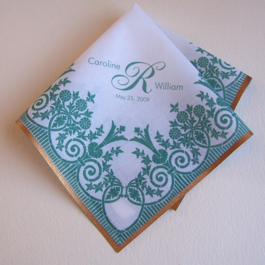 Personalized  wedding handkerchief with printed lace