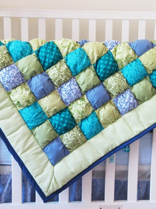 Sage Baby Puff Quilt MADE TO ORDER