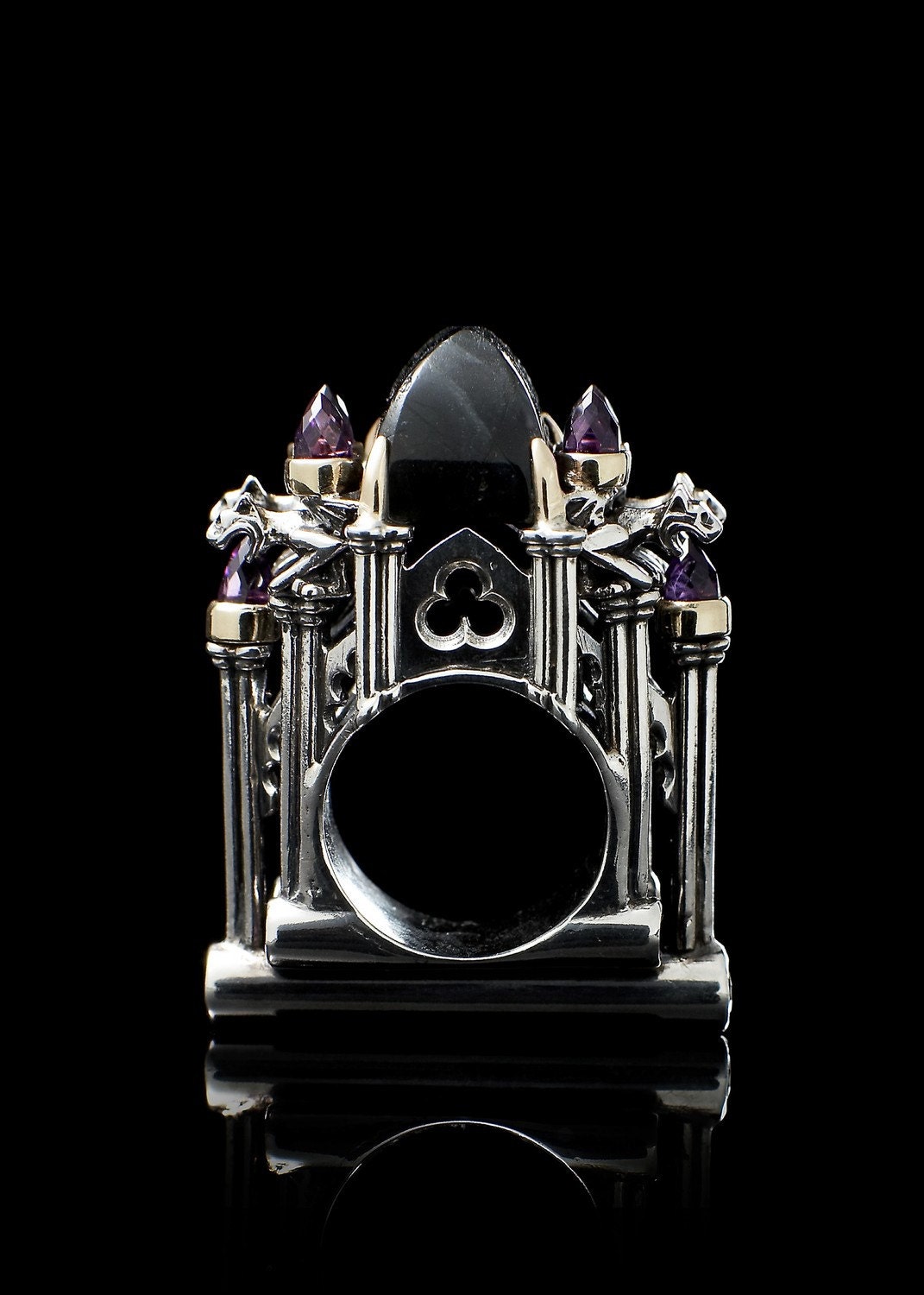Cathedral Ring with Central Labrodorite Stone