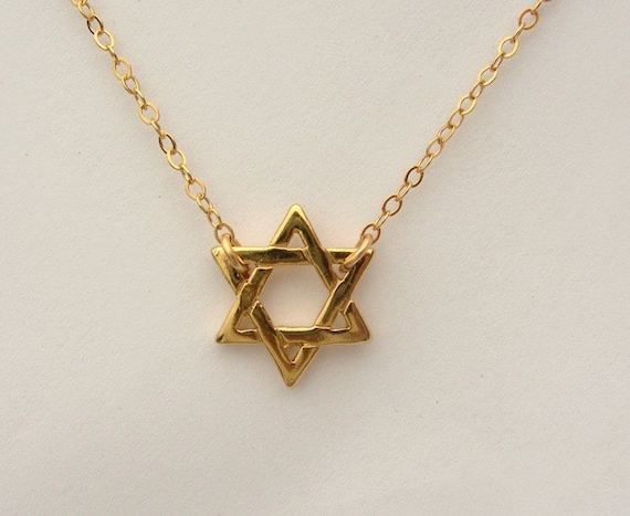 gold star of david necklace. 18kt Gold Star of David