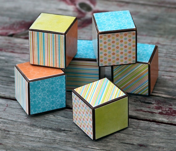 Stacking Blocks - Set of 6 - Blue, Green, Orange