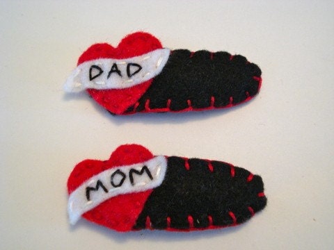 mom and dad tattoo. Mom and Dad Tattoo Inspired Felt Cute Hair Clippies. From HowCuteCouture