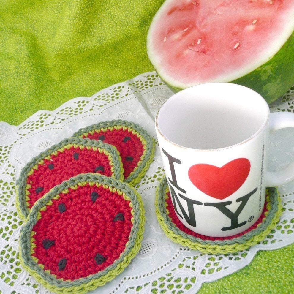 2nd Gen Watermelon Coaster Set of 4 in Cotton