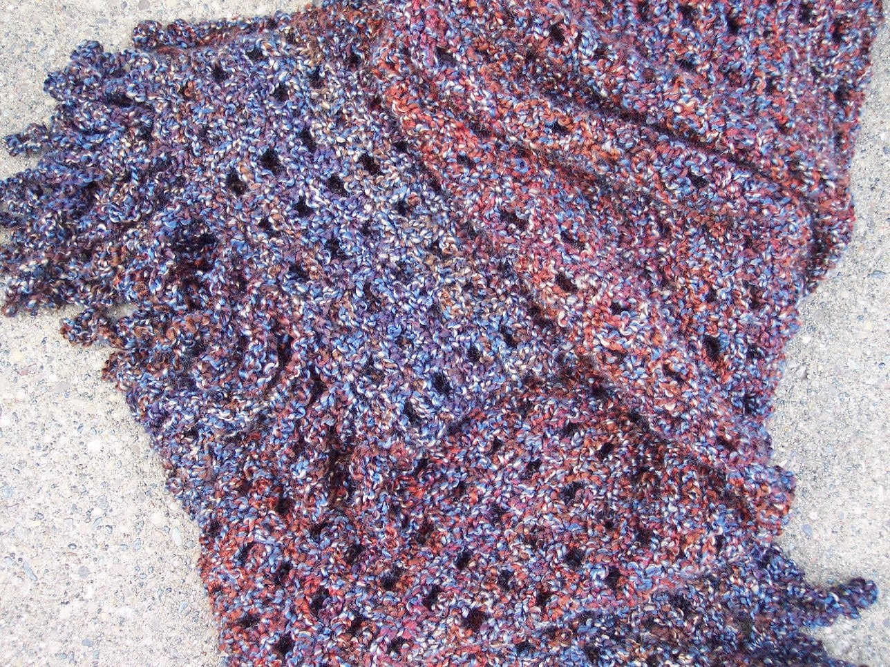 FREE SHIPPING - Shawl in Blue and Brown
